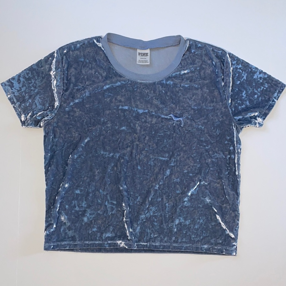 Victoria’s Secret PINK Crushed Velvet Blue Shirt Large/Medium